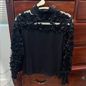 Chic Black Ruffled Women's Blouse